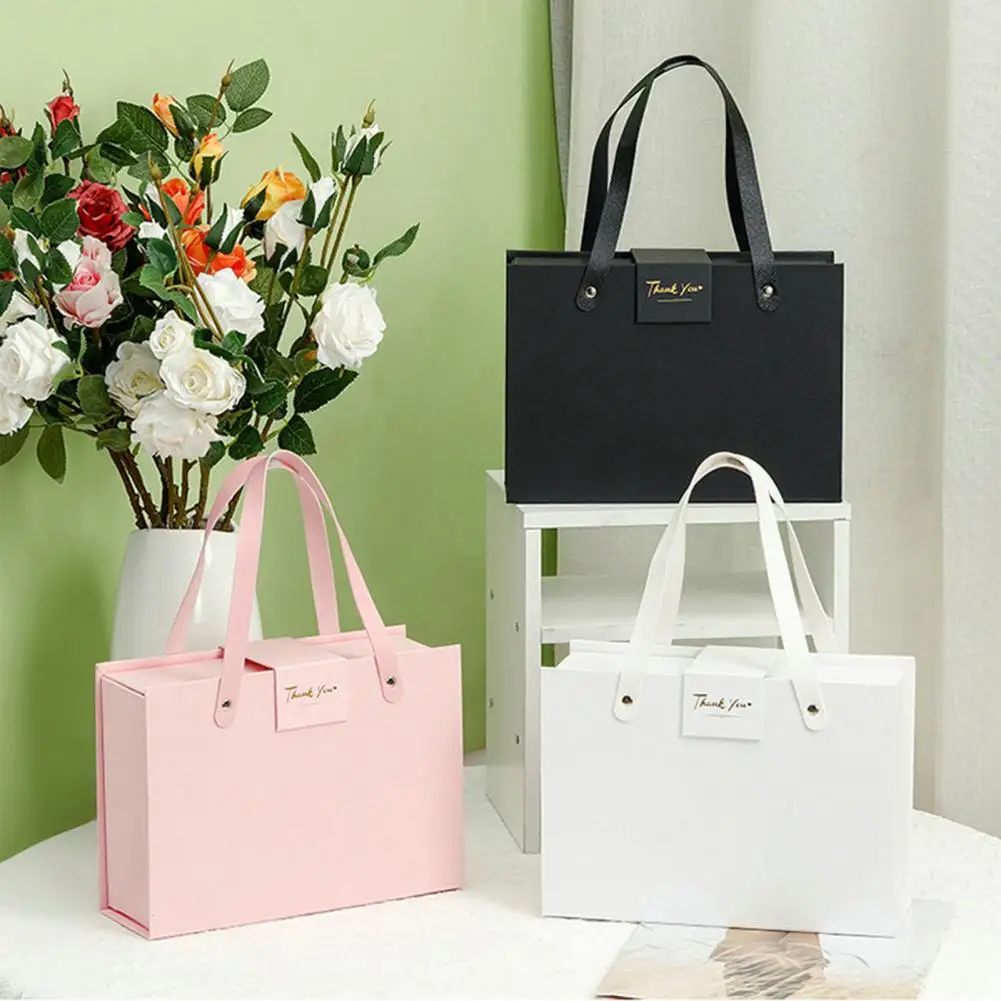 Flap Folding Gift Box with Hidden Magnetic Closure and Durable Handle – Rectangular handheld box perfect for Tanabata, weddings, birthdays, or elegant gift packaging. Stylish, sturdy, and reusable. 1