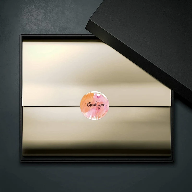 Gold Foil Thank You Stickers Roll – Waterproof Self-Adhesive Round Labels with Bronzing Finish – Custom Logo Option for Food Packaging, Gifts, Weddings, and E-commerce