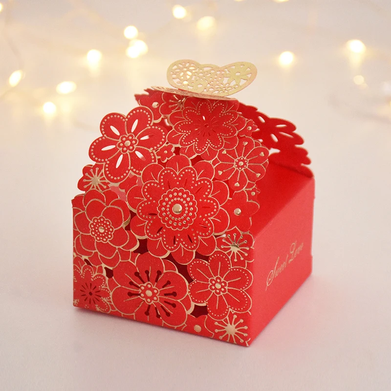 10/20Pcs Pink Butterfly Floral Laser Cut Candy Boxes for Wedding Favors, Birthday Party, Baby Shower – Chocolate Gift Packaging Box for Guests, Foldable Paper Card Box Decorations - 图片 8