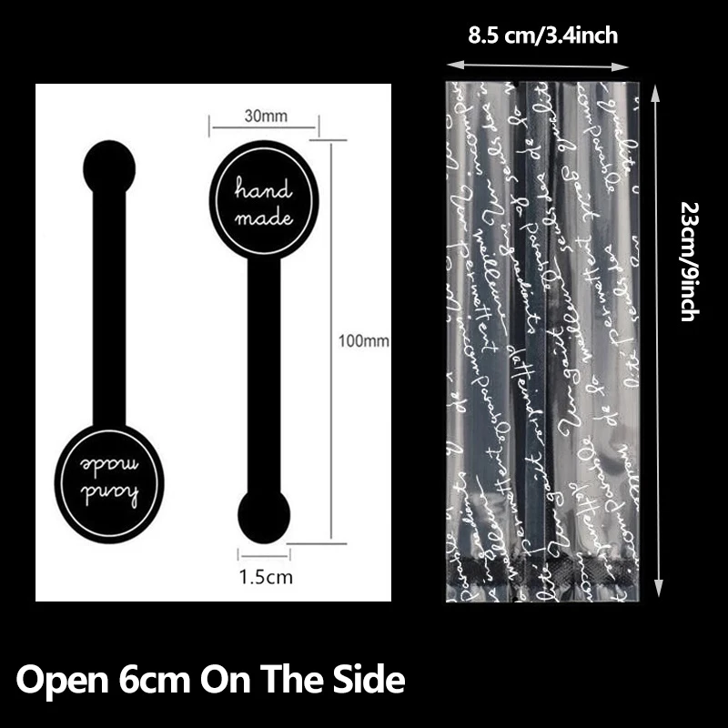 Translucent Resealable Plastic Bakery Bags with “Handmade” Stickers – Clear Gift Treat Bags for Cookies, Candy, Small Crafts – Food Safe Packaging for Parties, Events & Small Business (100pcs) - 图片 9
