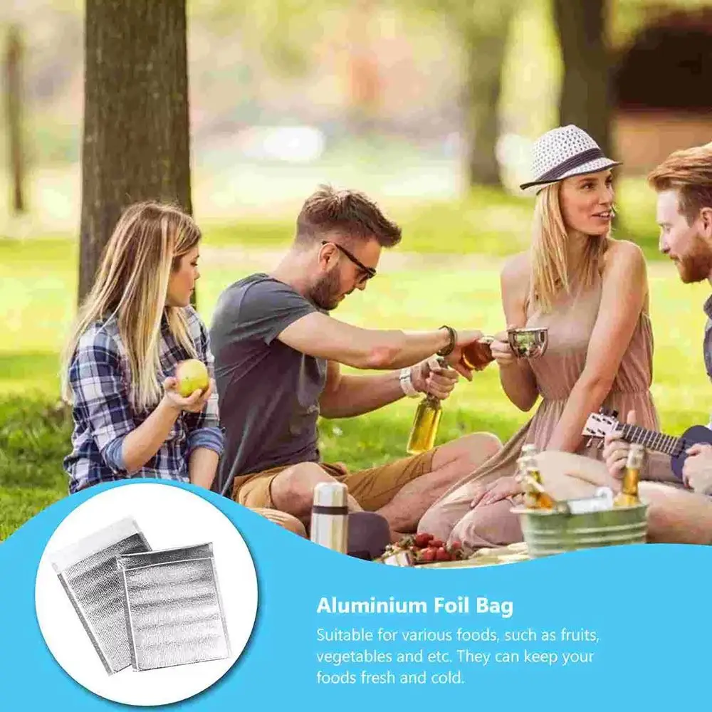 Insulated Aluminum Foil Cooler Bags with Closure – Reusable Thermal Storage Bags for Hot & Cold Food, Drinks, Delivery, Picnic, Takeout – Leakproof, Space-Saving Design - 图片 2