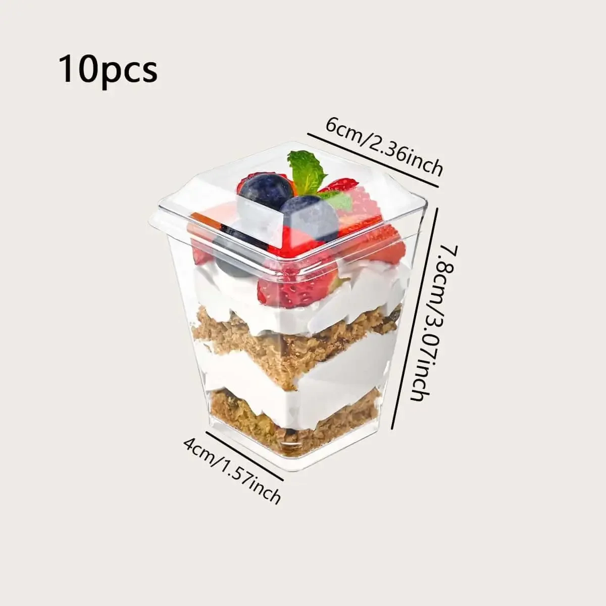 Clear Plastic Dessert Cups – Square Trapezoid Disposable Mini Containers for Pudding, Jelly, Mousse, Cake, Sauces – Elegant Transparent Design for Parties, Weddings, Catering Events - 图片 6