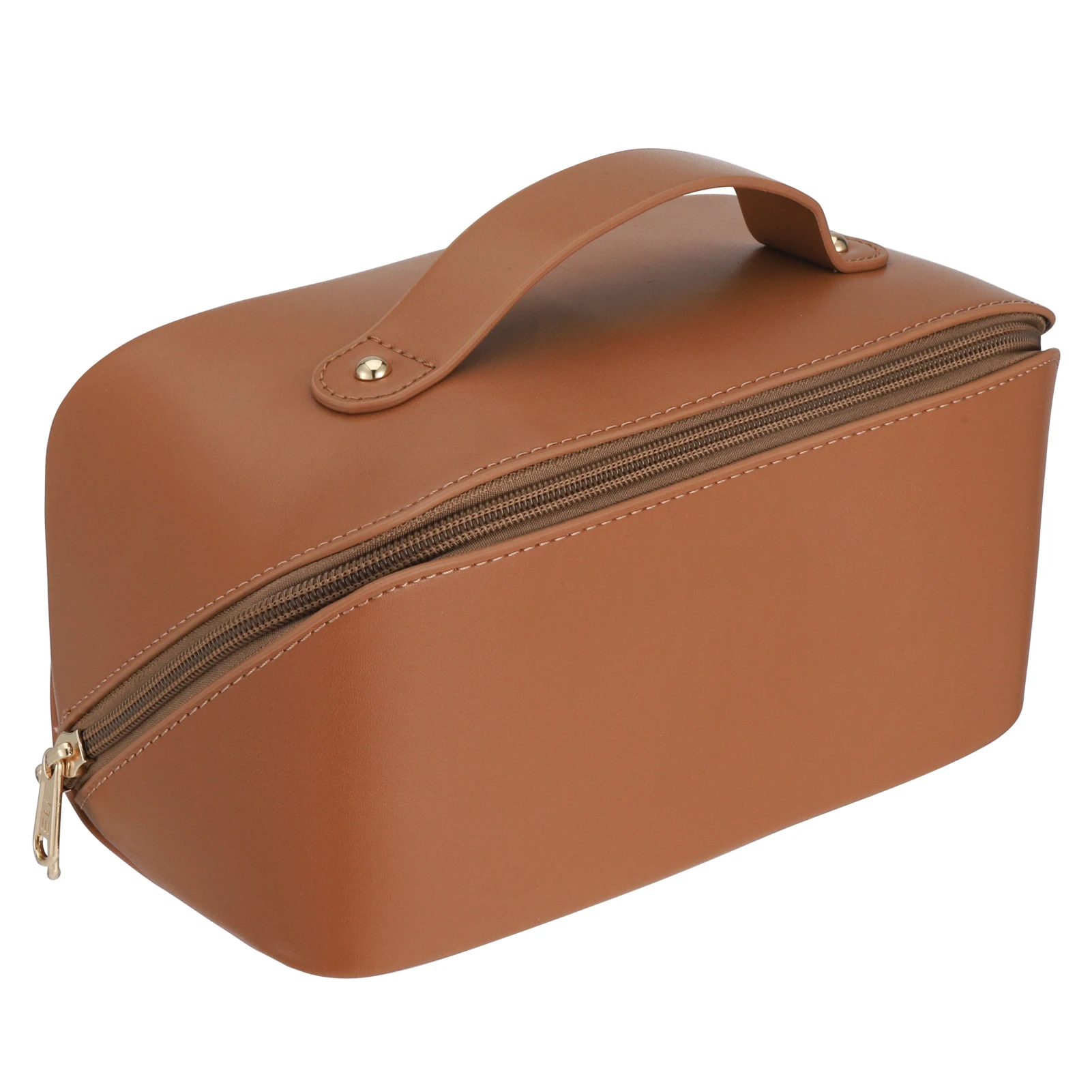 Travel Makeup Bag with Divider & Handle – Waterproof PU Leather Toiletry Organizer for Women – Flat-Opening Large Capacity Cosmetic Case with Inner Pocket – Portable for Travel & Daily Use - 图片 8