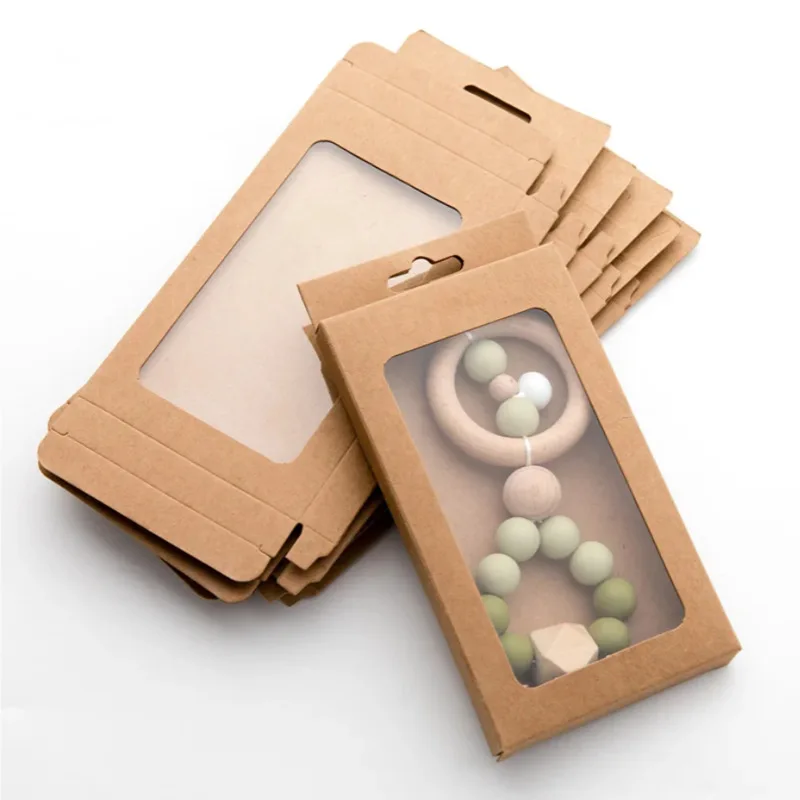 5-Pack Foldable Kraft Paper Gift Boxes with Clear PVC Window – Rectangular Favor Packaging for Weddings, Parties, Candy, Jewelry, Small Gifts – BurlyWood Color, Eco-Friendly, Easy to Assemble