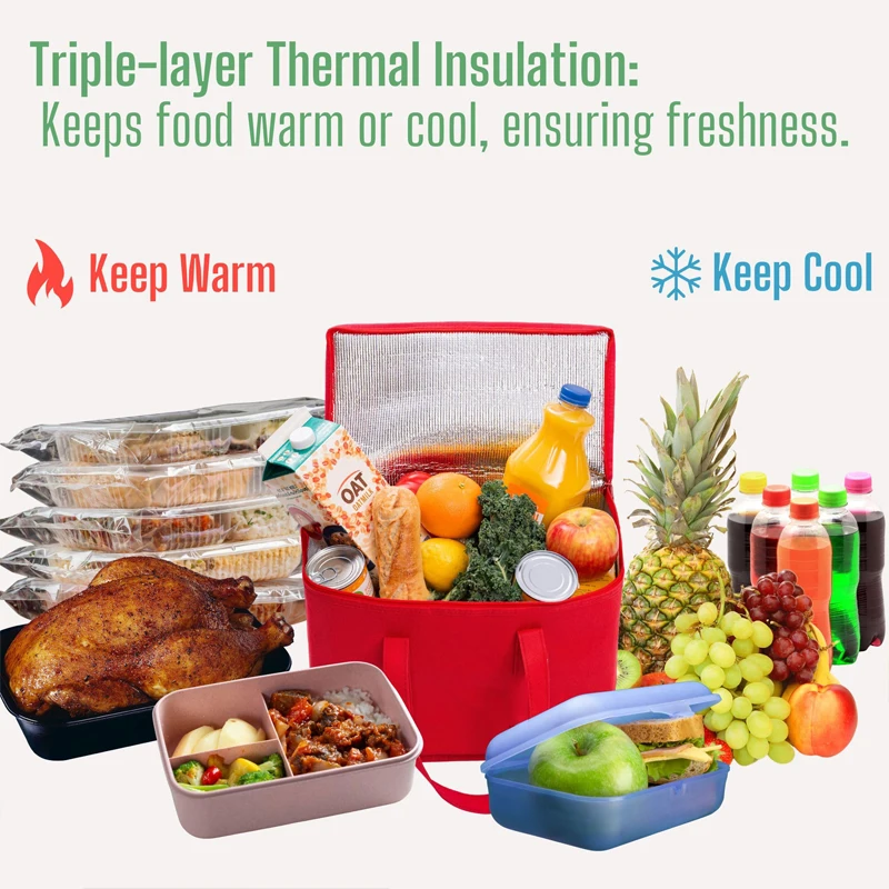 Portable Insulated Lunch Cooler Bag – Foldable Thermal Tote for Food, Drinks, Beer, Ice Packs – Reusable Delivery Bag for Work, Picnic, Camping, Outdoor Travel, Grocery & More 4