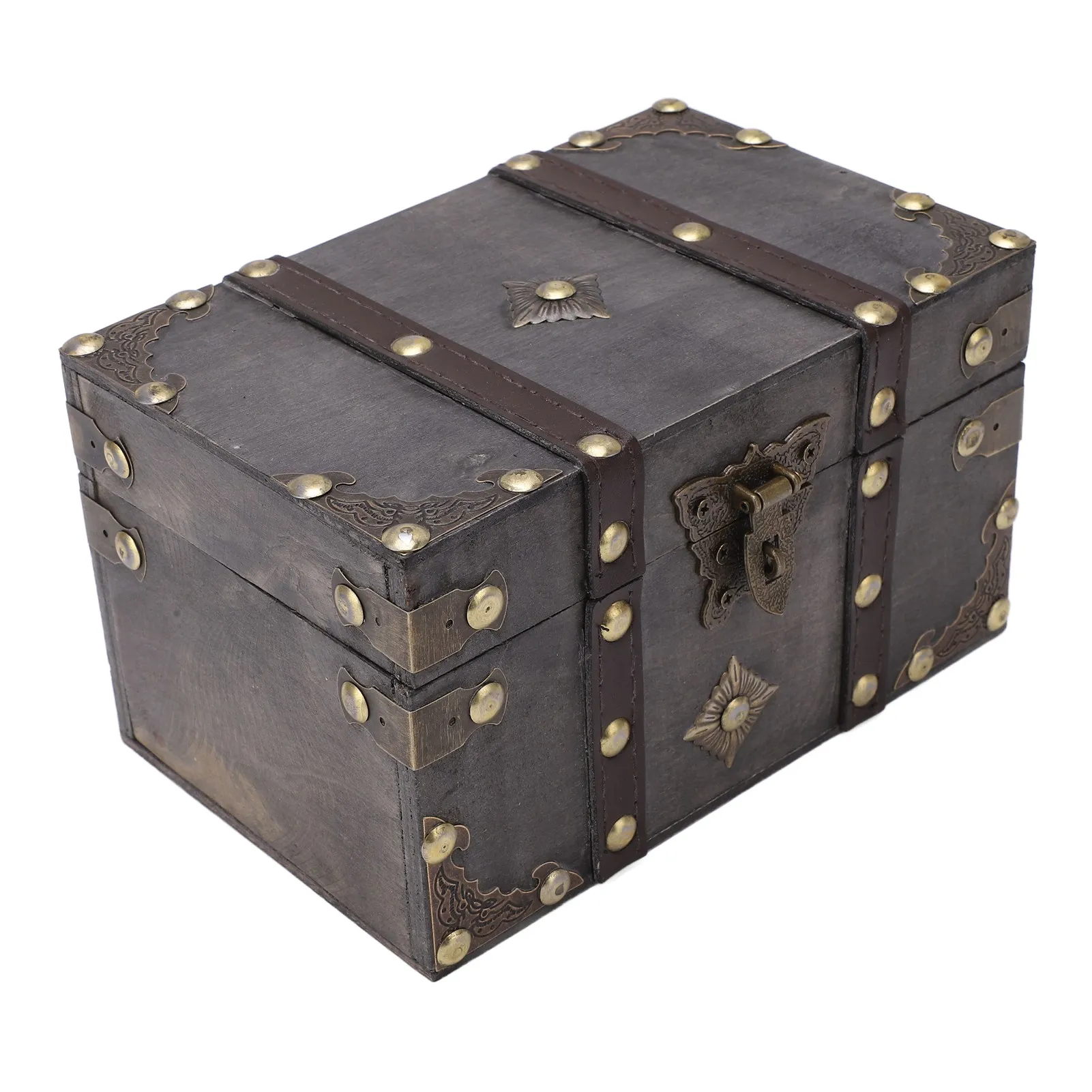 Vintage Wooden Treasure Chest with Coded Lock – Durable Wood Jewelry Box with Alloy Details for Storing Keepsakes, Gifts, Coins, Accessories, and Home Decoration. Retro Style. 7