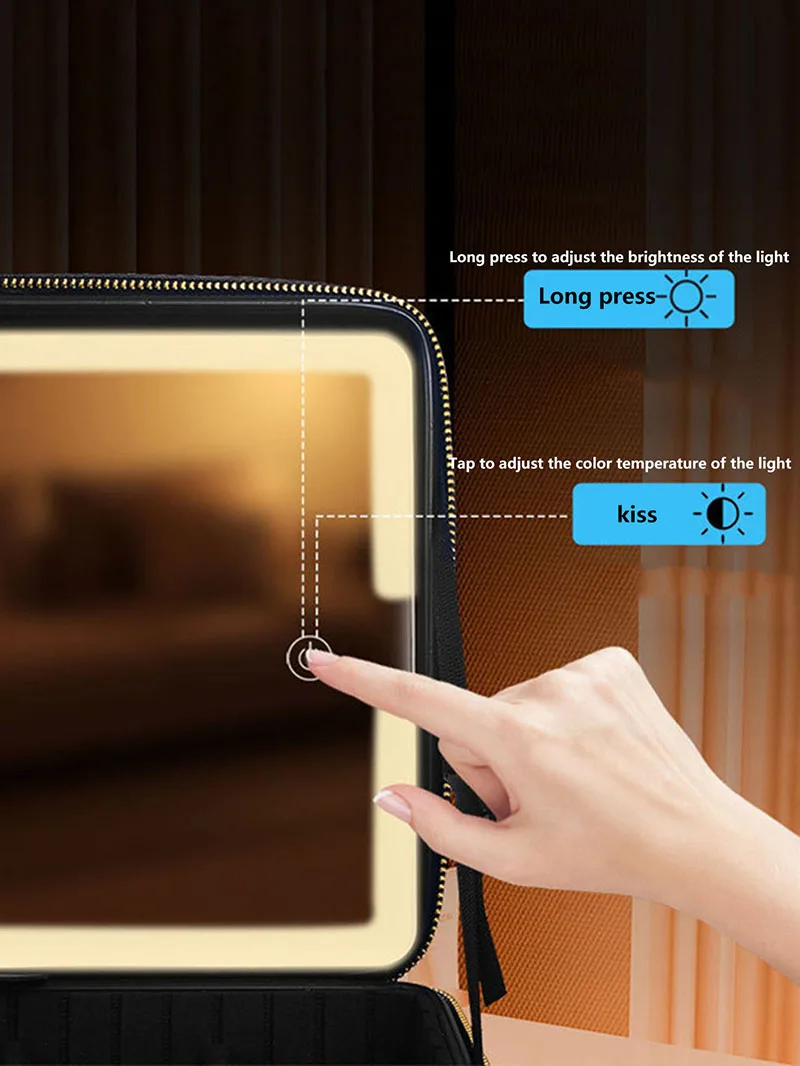 Smart LED Lighted Makeup Case with Mirror – Travel Cosmetic Organizer Bag for Women – Large Capacity, Adjustable Dividers, Touch Sensor, Charging, for Skincare & Beauty 6