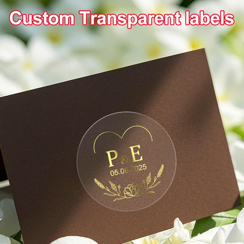 Custom Clear Gold Foil Stickers – Personalized Transparent Waterproof Labels for Weddings, Gifts, Business, Party Packaging – Durable Decorative Adhesive Seals – 30pcs Custom Clear Gold Foil Stickers – Personalized Transparent Waterproof Labels for Weddings, Gifts, Business, Party Packaging – Durable Decorative Adhesive Seals – 30pcs
