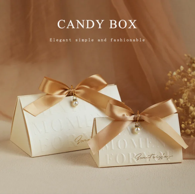 50PCS Kraft Paper Candy Gift Boxes with Ribbons – DIY Folding Favor Boxes for Wedding, Birthday, Baby Shower, Party Decorations – Elegant Bowknot Design – Easy Assembly – 6x6x10cm 7