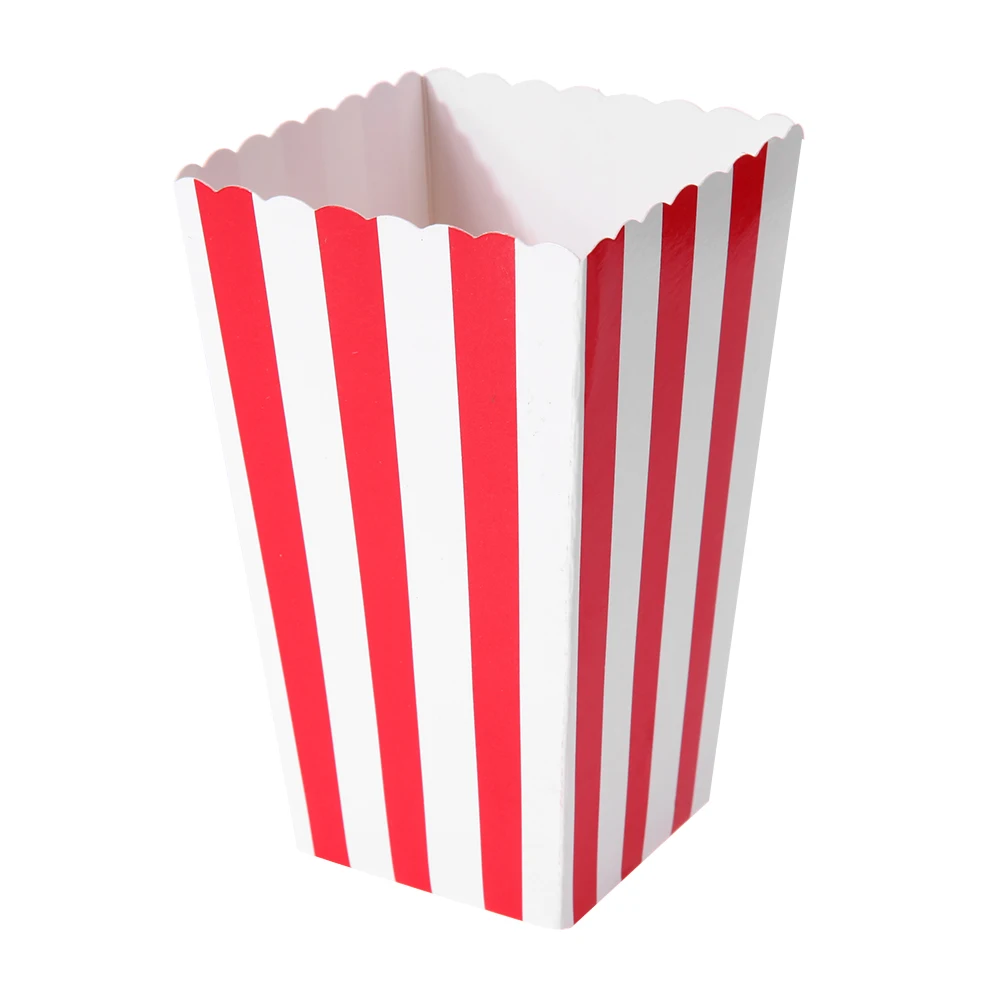 12-Pack Foldable Paper Popcorn Boxes – Colorful Treat Holders for Snacks, Candy, Chips – Party Favor Containers for Birthdays, Movie Nights, Baby Showers – Blue, Green, Pink Striped Design - 图片 8