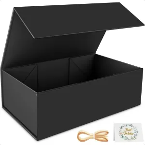 Foldable Present Box with Lid – Gift Box with Magnetic Closure 9.5"x6"x3" for Groomsman Proposal, Bridesmaid, Wedding, Birthday, Anniversary, Luxury Gift Box for Special Events