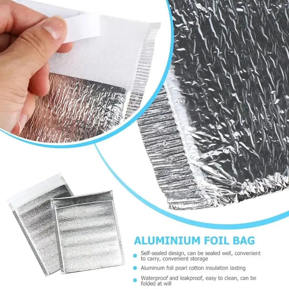 Insulated Aluminum Foil Cooler Bags with Closure – Reusable Thermal Storage Bags for Hot & Cold Food, Drinks, Delivery, Picnic, Takeout – Leakproof, Space-Saving Design 12