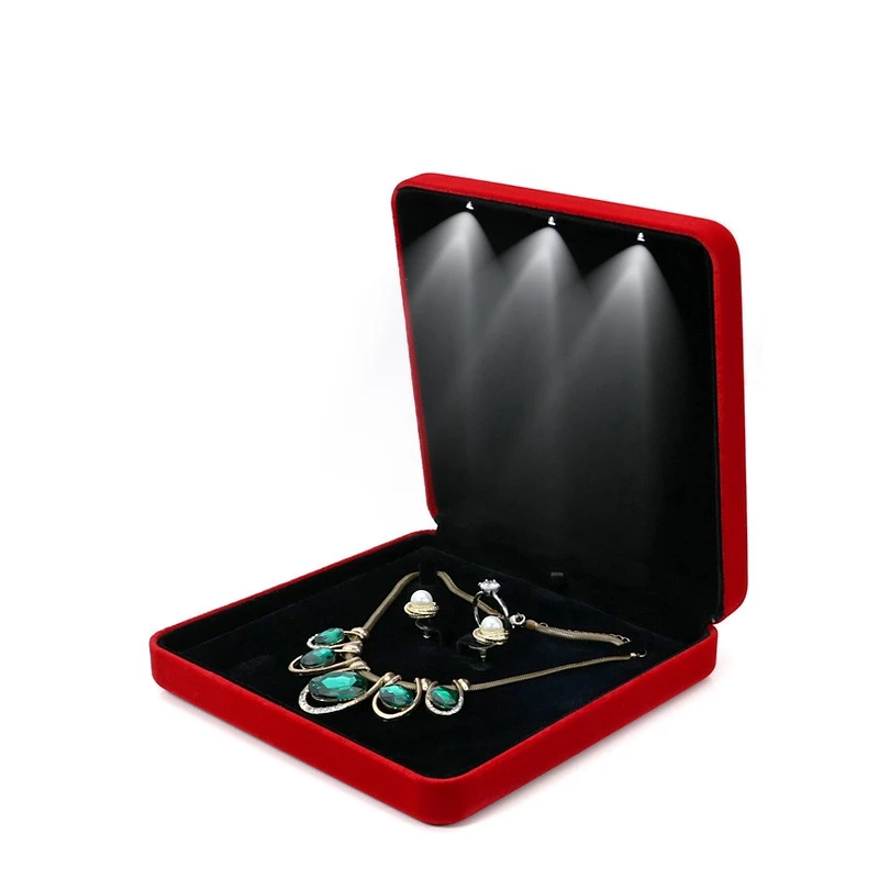 Luxury LED Velvet Jewelry Box – Elegant Organizer Case for Rings, Necklaces, Earrings, and Sets – Soft Interior Display Tray Holder for Gifts, Proposals, Weddings, and Special Occasions 2