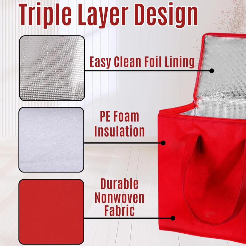 Portable Insulated Lunch Cooler Bag – Foldable Thermal Tote for Food, Drinks, Beer, Ice Packs – Reusable Delivery Bag for Work, Picnic, Camping, Outdoor Travel, Grocery & More - 图片 3