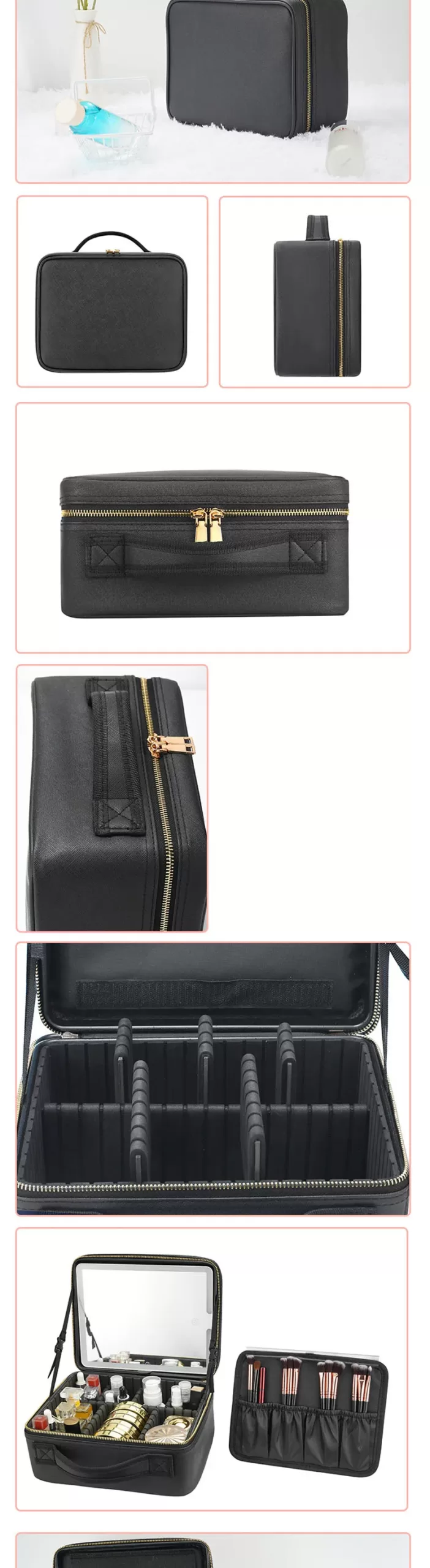 Smart LED Lighted Makeup Case with Mirror – Travel Cosmetic Organizer Bag for Women – Large Capacity, Adjustable Dividers, Touch Sensor, Charging, for Skincare & Beauty 10