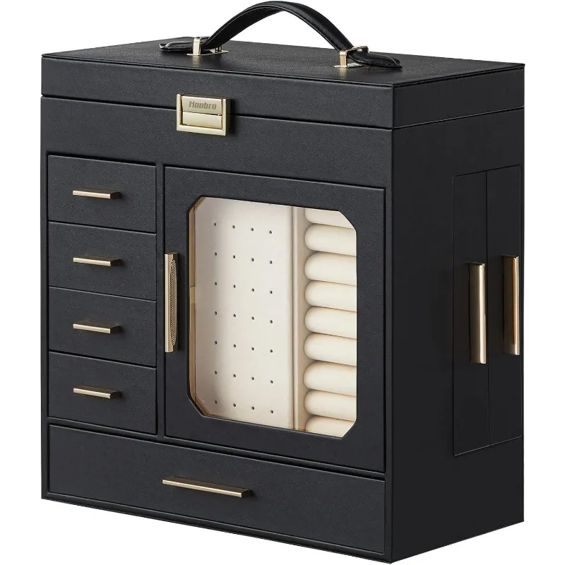 Jewelry Box with Mirror – Large-Capacity Jewelry Organizer Case with Multiple Compartments, Velvet Lining, and Handle for Rings, Necklaces, Earrings, and More – Portable & Elegant Design 8