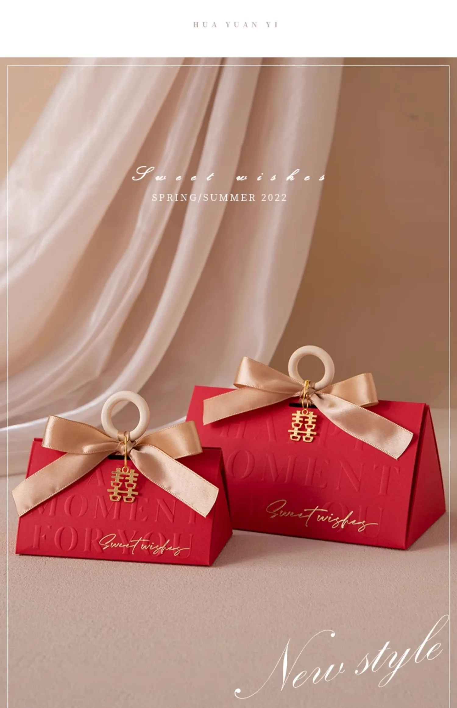 Triangular Champagne Wedding Gift Boxes – Candy Packaging Favor Boxes with Ribbon for Baby Shower, Engagement, Birthday, Party Decoration, Wooden Ring Box Style Design 14