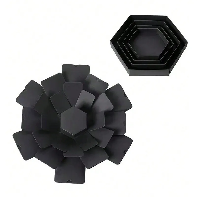 DIY Handmade Explosion Photo Album Box – Hexagon Memory Scrapbook Gift with Black Rose for Valentine's Day, Anniversary, Birthday, Wedding, Surprise Proposal – Craft Keepsake Kit - 图片 3