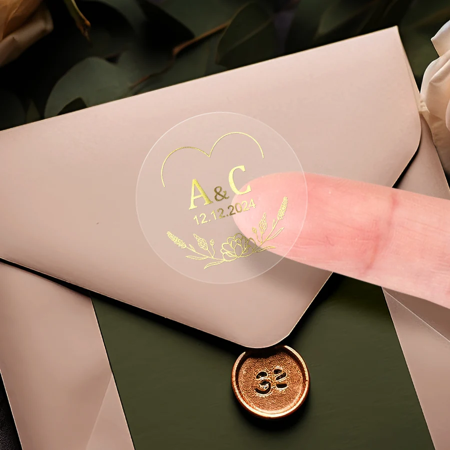 Custom Clear Gold Foil Stickers – Personalized Transparent Waterproof Labels for Weddings, Gifts, Business, Party Packaging – Durable Decorative Adhesive Seals – 30pcs Custom Clear Gold Foil Stickers – Personalized Transparent Waterproof Labels for Weddings, Gifts, Business, Party Packaging – Durable Decorative Adhesive Seals – 30pcs
