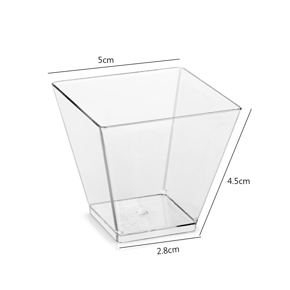 50 Pack 2oz Mini Square Dessert Cups with Spoons – Clear Disposable Plastic Parfait Appetizer Cups for Mousse, Jelly, Ice Cream, Pudding, Tasting Party Supplies - 图片 6