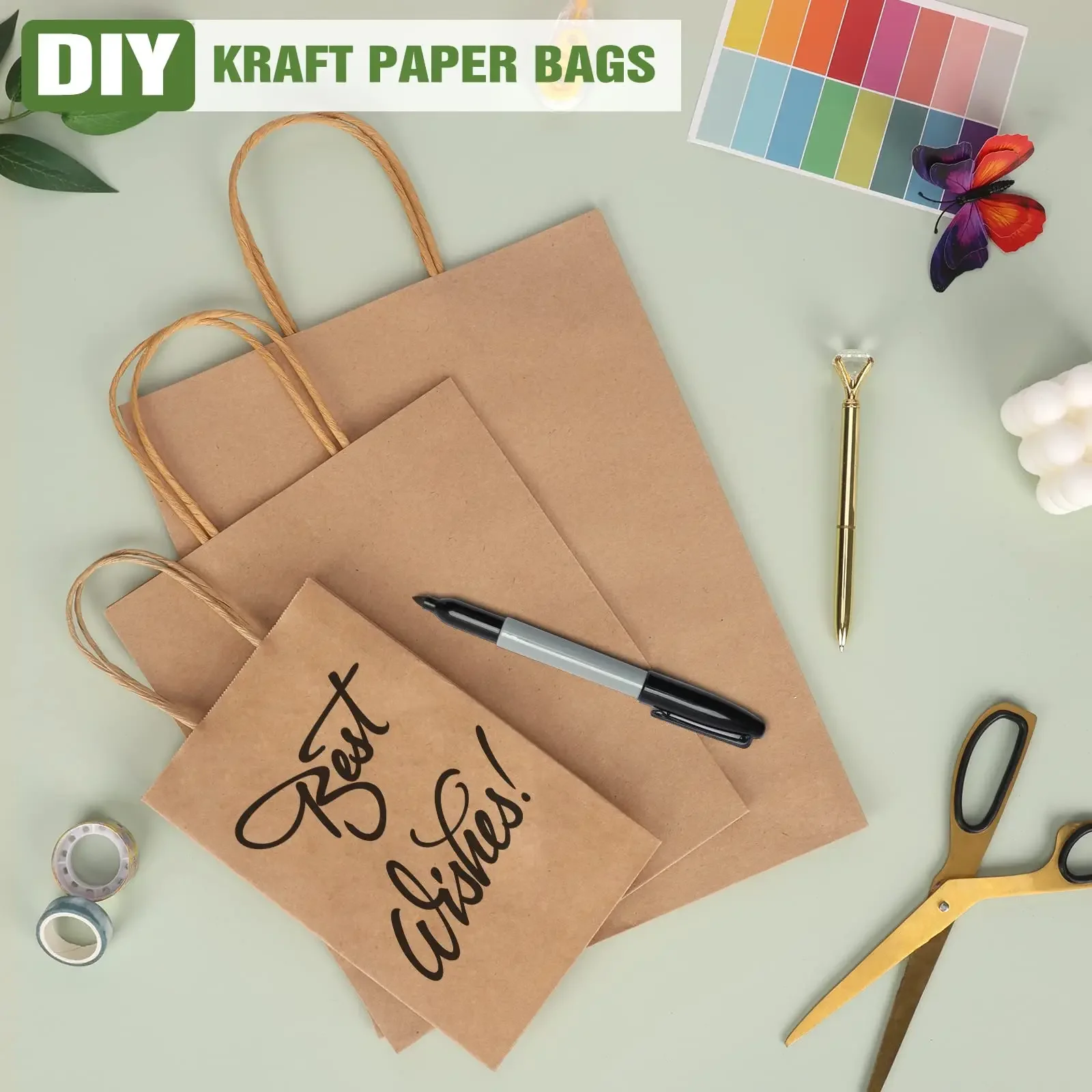 Kraft Paper Bags with Handles – Portable Gift Packaging Bag for Clothes, Food, Coffee, Takeout, Shopping, Eco-Friendly and Reusable, Custom Size and Logo Printing Available 8