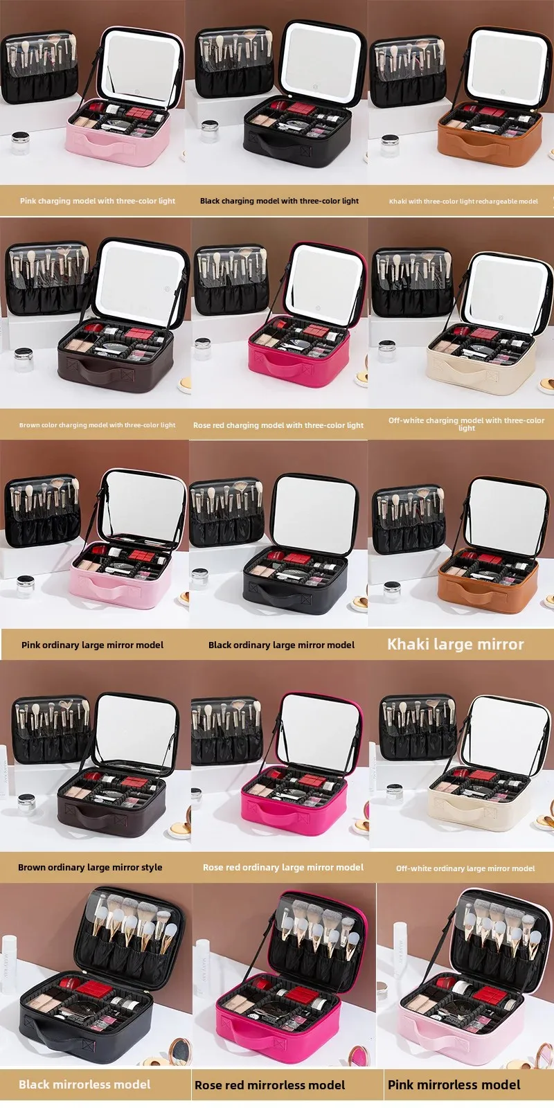 LED Lighted Travel Makeup Bag with Mirror – Portable Cosmetic Storage Case with USB Charging, Jewelry Organizer, Customizable Display Box for Vanity, Travel, and Gifts