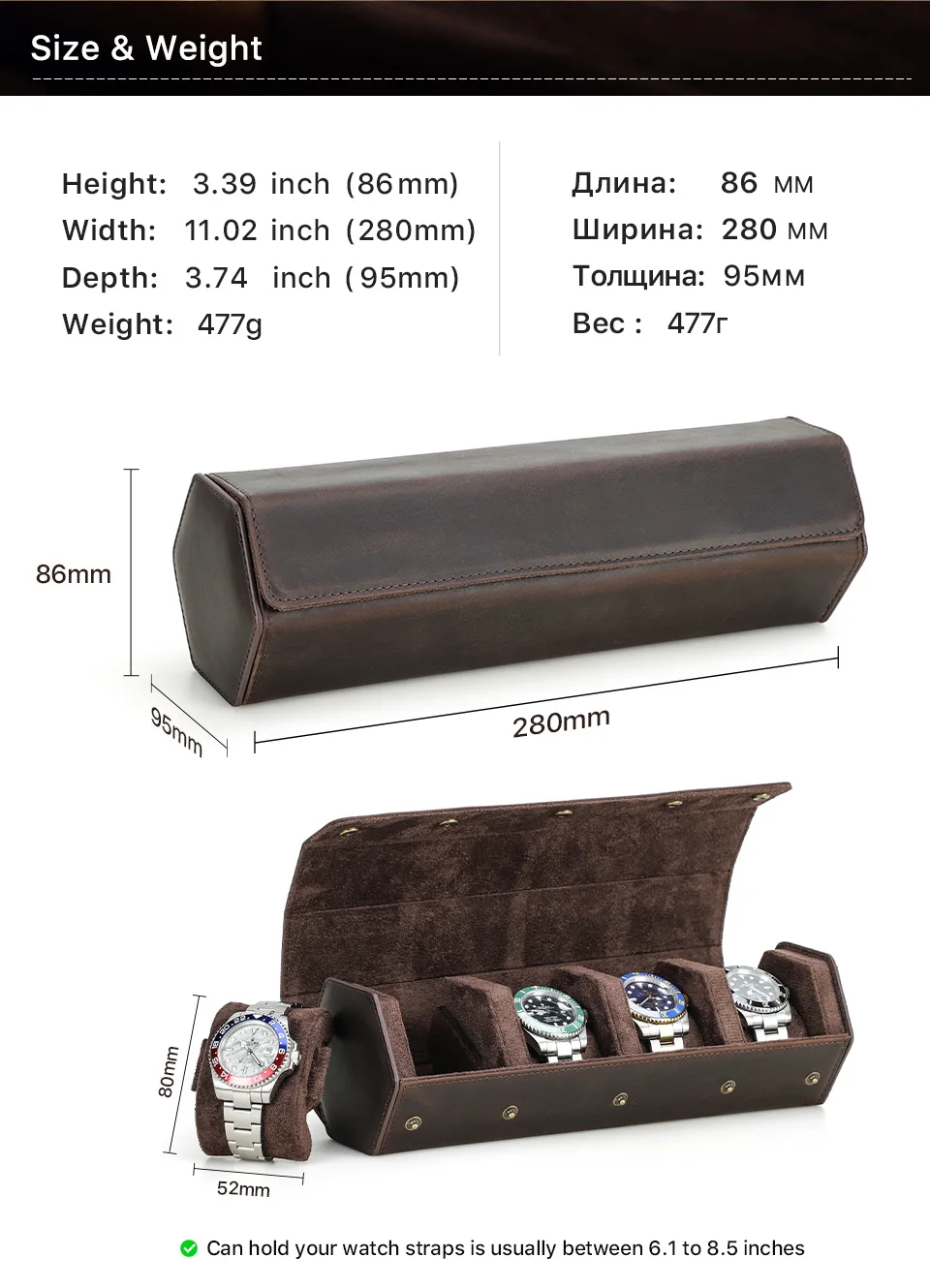 Travel Watch Organizer | Luxury 8-Slot PU Leather Watch Box Organizer – Soft Velvet Interior Display Case for Men’s & Women’s Watches, Jewelry Storage – Elegant Gift for Birthdays, Holidays & Collectors 15
