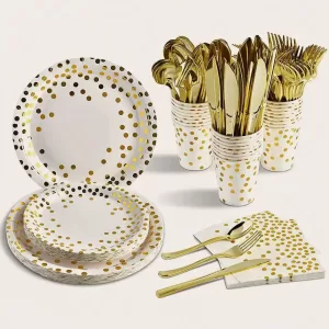 200PCS Disposable Paper Plates and Napkins Set – 9” & 7” Plates, Cups, Straws, Napkins – Floral Party Tableware for Birthday, Baby Shower, Wedding, Picnic – Serves 25 Guests