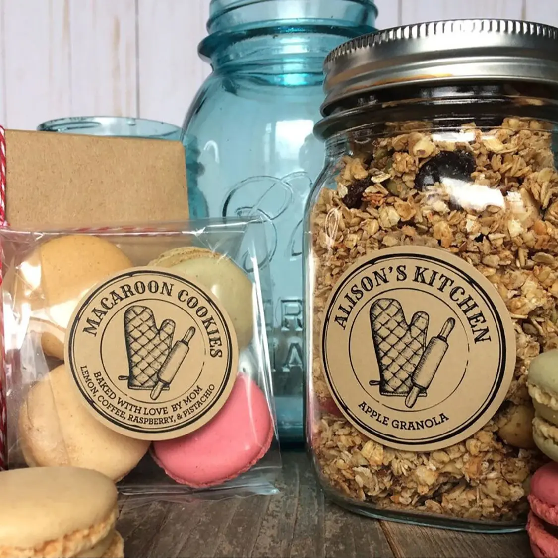 Custom Handmade with Love Stickers – Round & Square Self-Adhesive Labels for Bread, Baked Goods, Gifts, and Packaging. Durable, Personalized, Ideal for Homemade Branding. - 图片 6