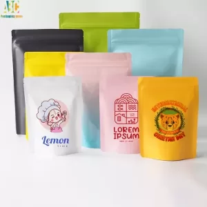 Resealable Plastic Zip Lock Stand-Up Pouches with Clear Window – Food Grade Bags for Snacks, Nuts, Coffee, Spices – Custom Printed Logo – Heat Sealable & Moisture Proof, 100–1000pcs Bulk