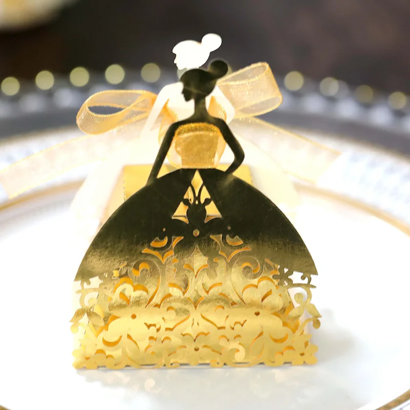 Laser Cut Pearl Paper Gift Boxes with Ribbon – Elegant Candy Chocolate Packaging for Wedding Favors, Engagements, Baby Showers, Birthday Parties, Bridal Showers, and Holiday Celebrations