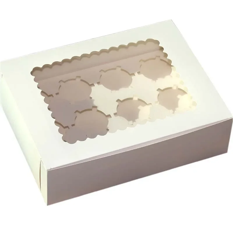 5-Pack 12-Cup Kraft Cupcake Boxes with Clear Window & Inserts – Recyclable Muffin Dessert Carriers for Parties, Birthdays, Weddings, Pastry Takeout & Gift Packaging – Easy Assembly - 图片 7