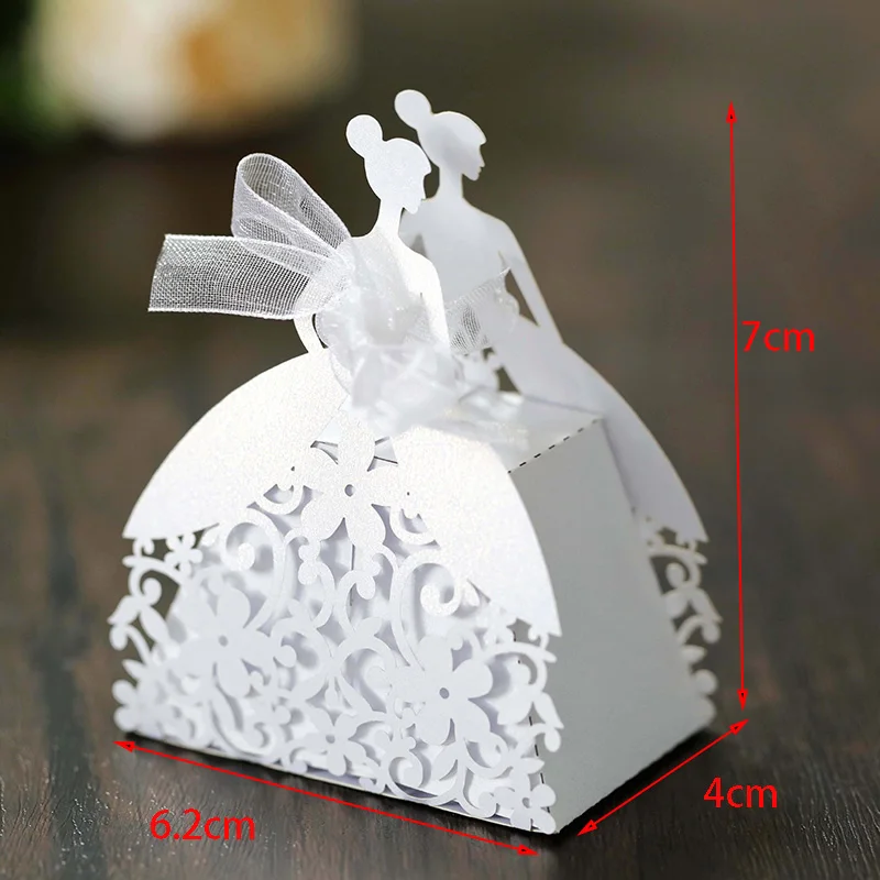 Laser Cut Pearl Paper Gift Boxes with Ribbon – Elegant Candy Chocolate Packaging for Wedding Favors, Engagements, Baby Showers, Birthday Parties, Bridal Showers, and Holiday Celebrations - 图片 2