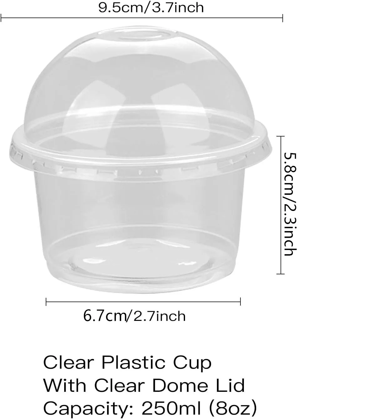 50/100PCS 250ML Clear Disposable Plastic Dessert Cups with Dome/Flat Lids – Ideal for Ice Cream, Parfaits, Yogurt, Salads, Puddings, and Party Treats – BPA-Free, Leak-Resistant, Stackable 1