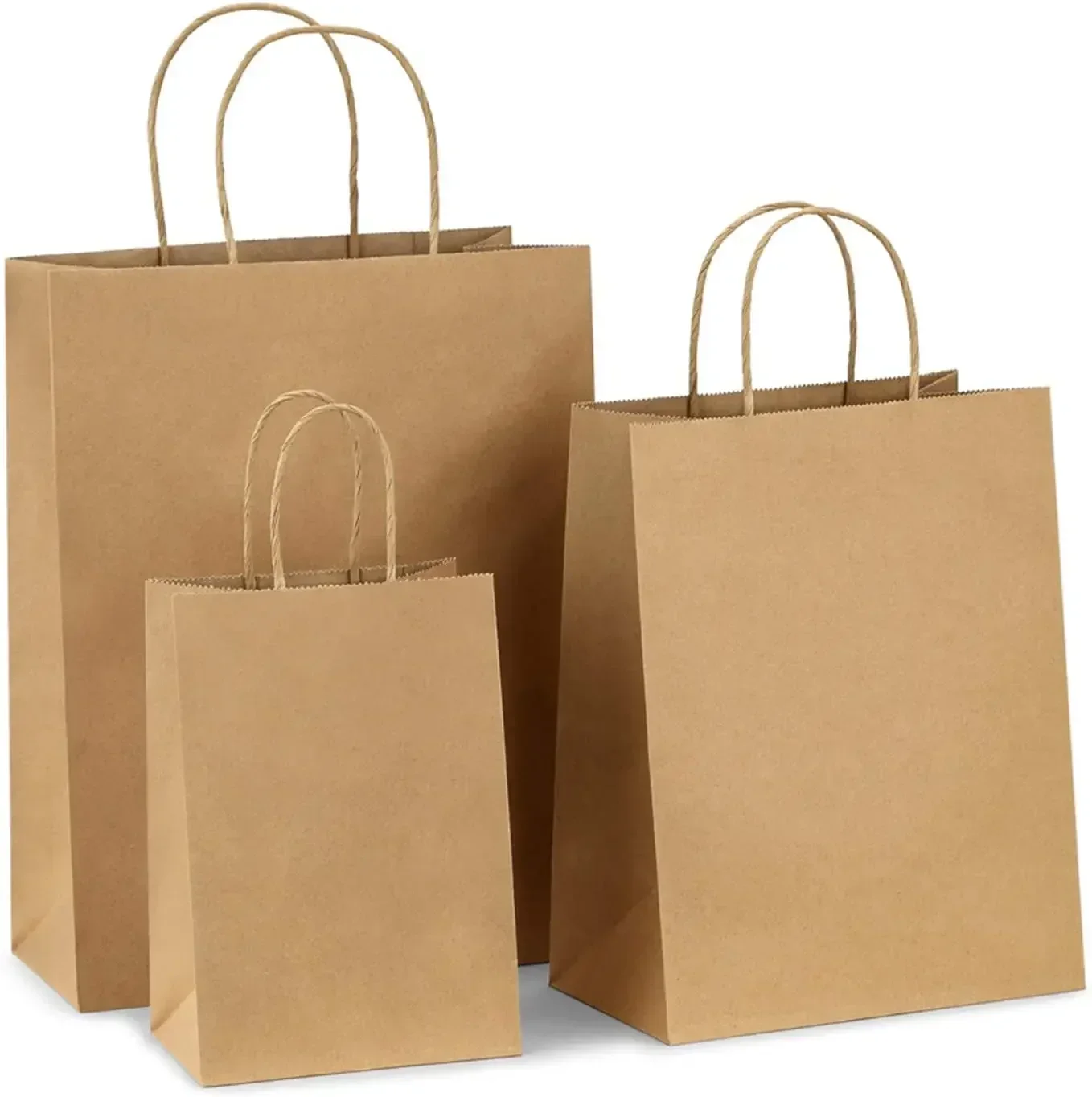 Kraft Paper Bags with Handles – Portable Gift Packaging Bag for Clothes, Food, Coffee, Takeout, Shopping, Eco-Friendly and Reusable, Custom Size and Logo Printing Available - 图片 7