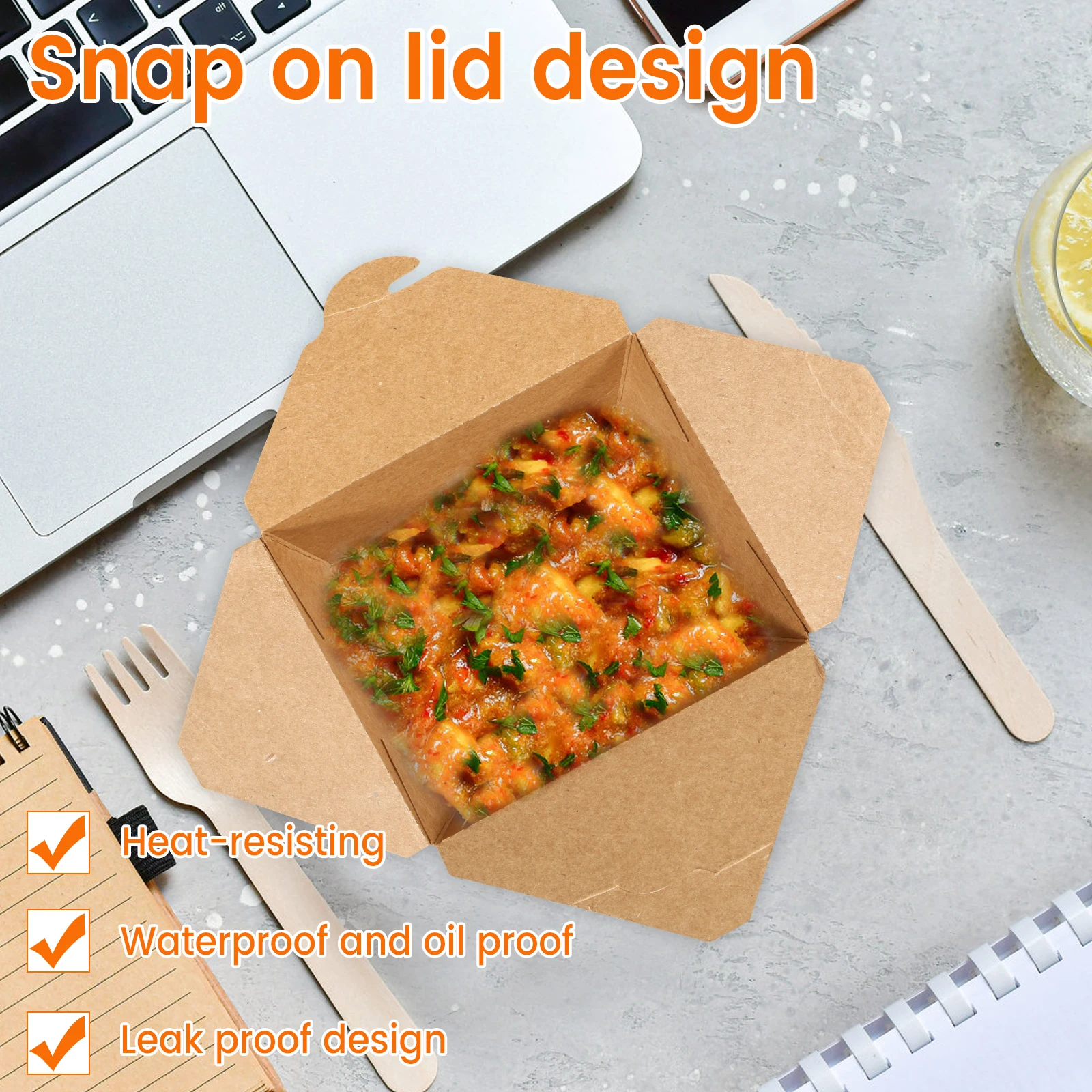 30oz Take Out Paper Food Containers – Greaseproof and leak-resistant boxes for baked goods, snacks, and meals. Ideal for takeout, pastry packaging, and food delivery. Durable and eco-friendly design. - 图片 5