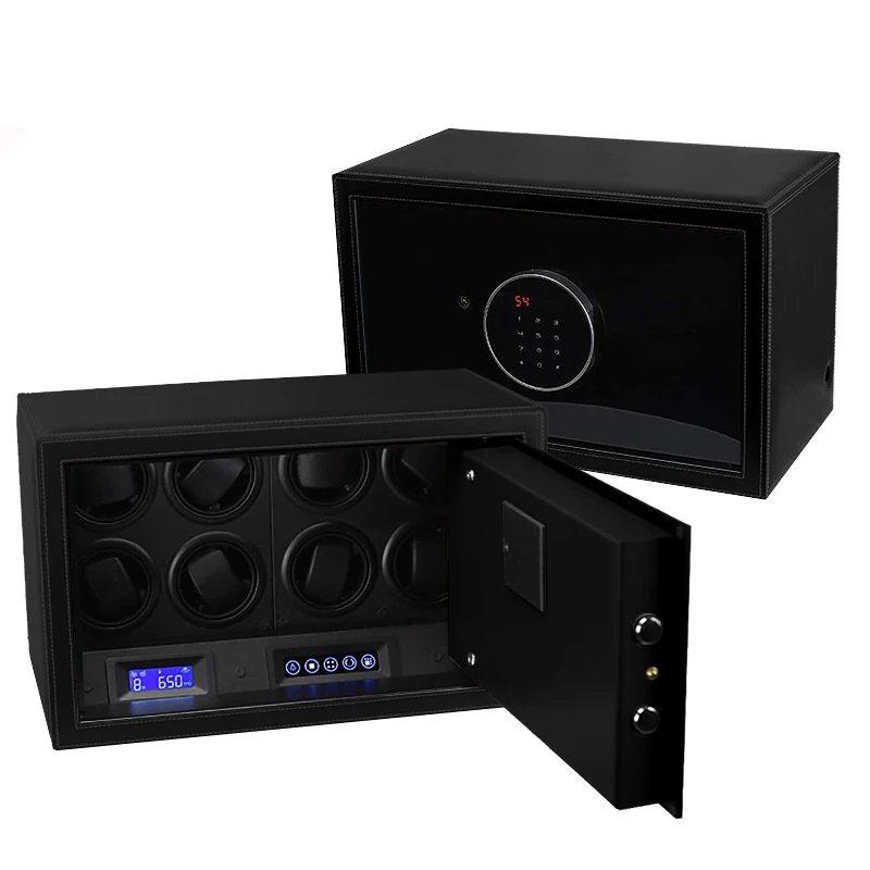 Luxury Automatic Watch Winder Safe Box – 12 Slot Brown Display Case with Quiet Motor, LED Touchscreen, Dual Lock Security, Rotation Settings for Mechanical Watches, Storage Organizer - 图片 12