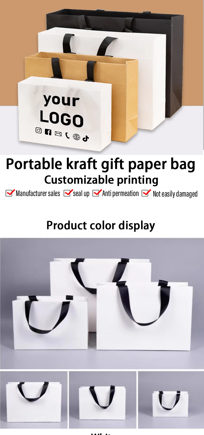 Custom Paper Gift Bags – Durable, eco-friendly paper bags with printed logos, perfect for packaging gifts, retail, parties, and events in various sizes and styles for personalized branding.