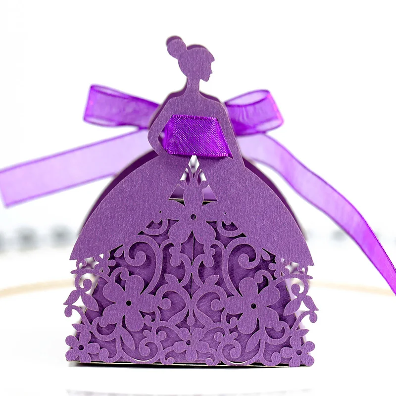 Laser Cut Pearl Paper Gift Boxes with Ribbon – Elegant Candy Chocolate Packaging for Wedding Favors, Engagements, Baby Showers, Birthday Parties, Bridal Showers, and Holiday Celebrations