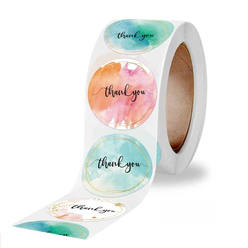 Gold Foil Thank You Stickers Roll – Waterproof Self-Adhesive Round Labels with Bronzing Finish – Custom Logo Option for Food Packaging, Gifts, Weddings, and E-commerce