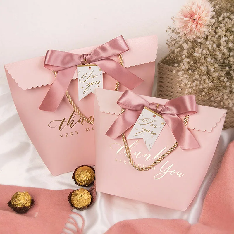 10/20Pcs Thank You Candy Gift Boxes with Handle and Ribbon – Elegant Chocolate Favor Packaging for Wedding, Birthday, Baby Shower, Anniversary Party Decorations and Guest Appreciation - 图片 3