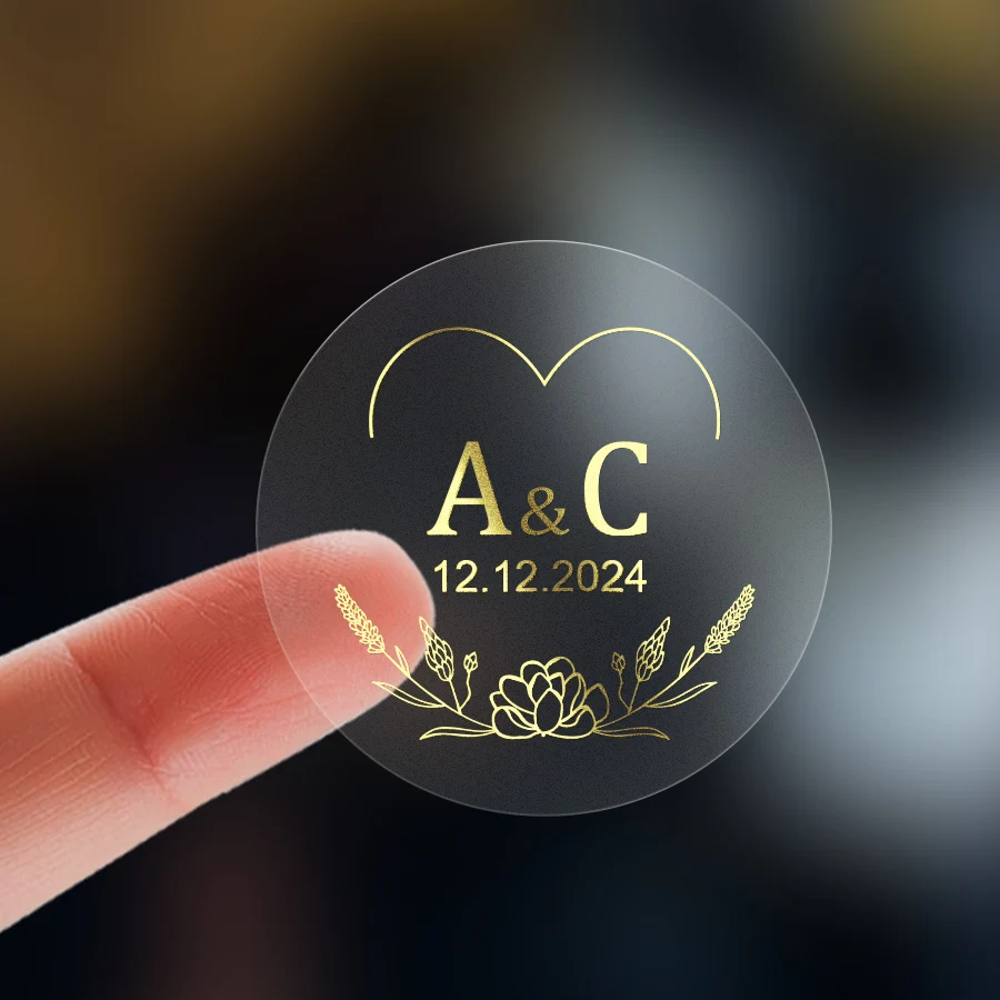 Custom Clear Gold Foil Stickers – Personalized Transparent Waterproof Labels for Weddings, Gifts, Business, Party Packaging – Durable Decorative Adhesive Seals – 30pcs Custom Clear Gold Foil Stickers – Personalized Transparent Waterproof Labels for Weddings, Gifts, Business, Party Packaging – Durable Decorative Adhesive Seals – 30pcs