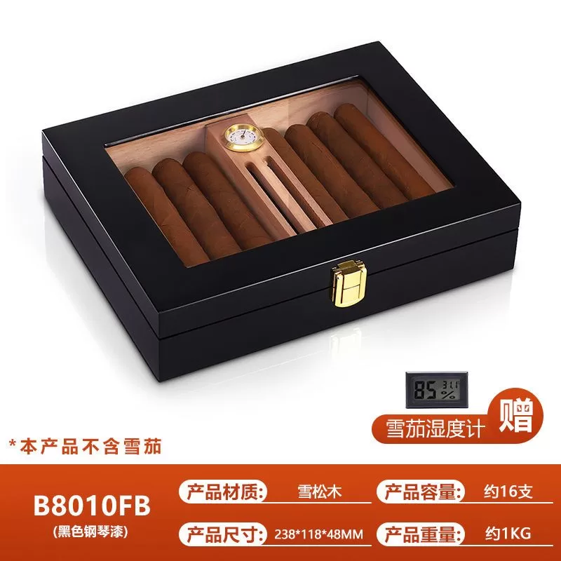 Premium Cedar Wood Cigar Humidor Box with Built-in Hygrometer – 16 Count Storage Case w... - SKU CHB10795 - UGI Packaging