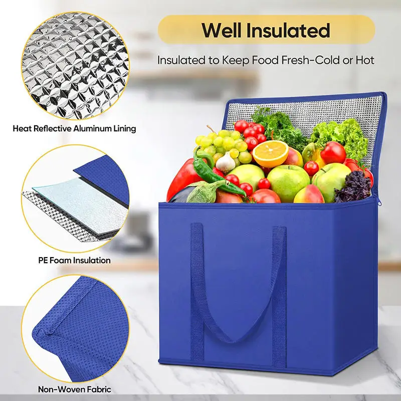 Portable Insulated Lunch Cooler Bag – Foldable Thermal Tote for Food, Drinks, Beer, Ice Packs – Reusable Picnic & Delivery Bag for Work, Travel, Camping, Outdoor Use, Lightweight and Durable 6