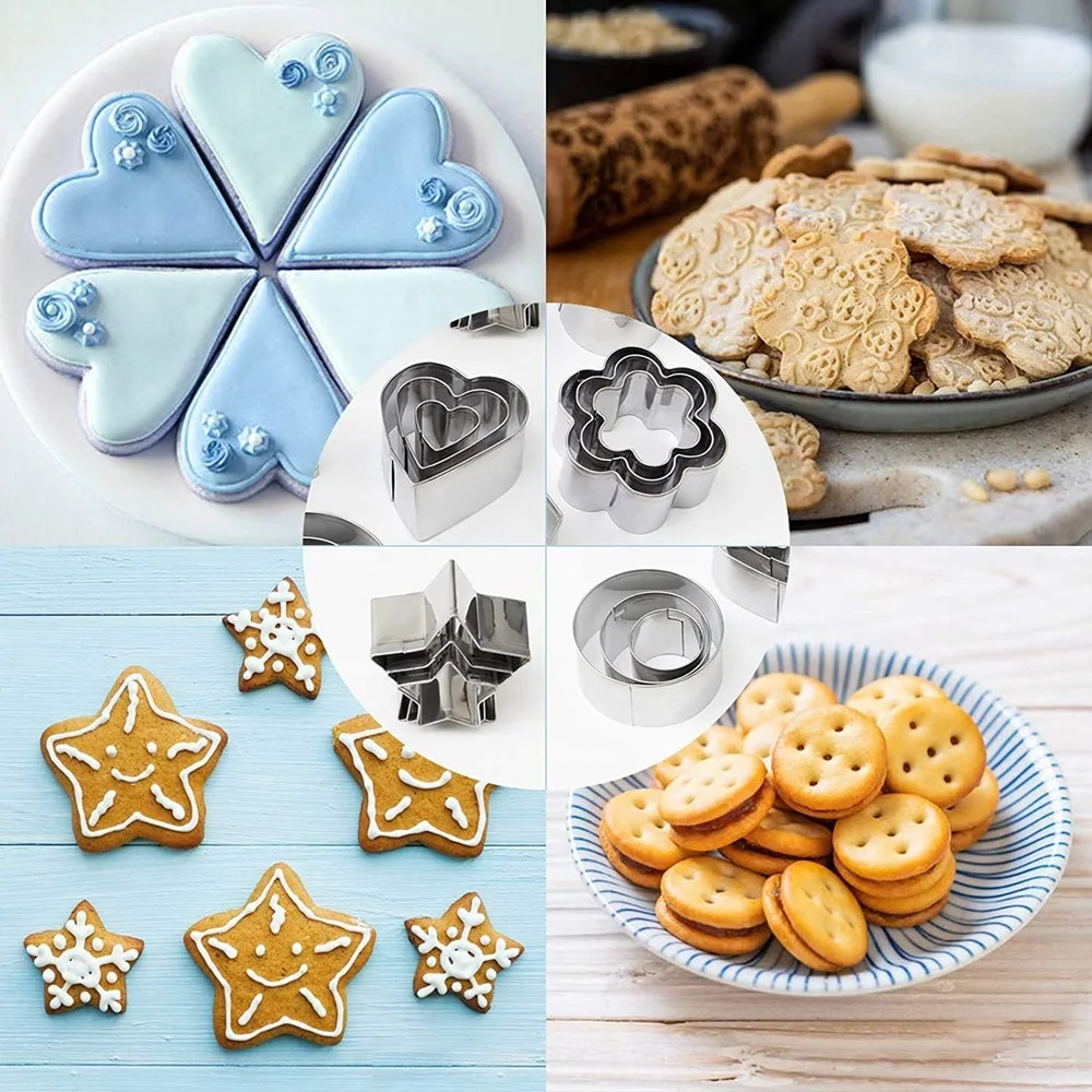 30pcs Stainless Steel Cookie Cutter Set – Includes various shapes for DIY fondant, cake decorating, and pastry making. Durable, easy to clean, perfect for baking lovers and creative kitchen use. - 图片 4