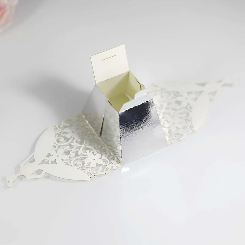 Laser Cut Pearl Paper Gift Boxes with Ribbon – Elegant Candy Chocolate Packaging for Wedding Favors, Engagements, Baby Showers, Birthday Parties, Bridal Showers, and Holiday Celebrations