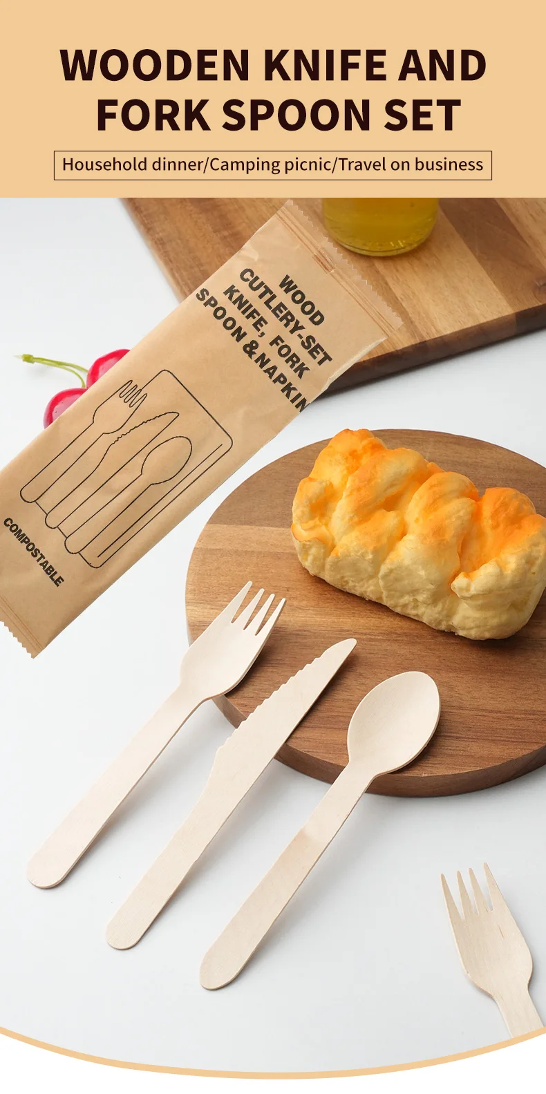 10/20PCS Disposable Cutlery Set – Individually Wrapped Knife, Fork, Spoon & Napkin – Portable Utensils for Takeout, Catering, Office, Events, Travel, School Lunch – Hygienic & Convenient