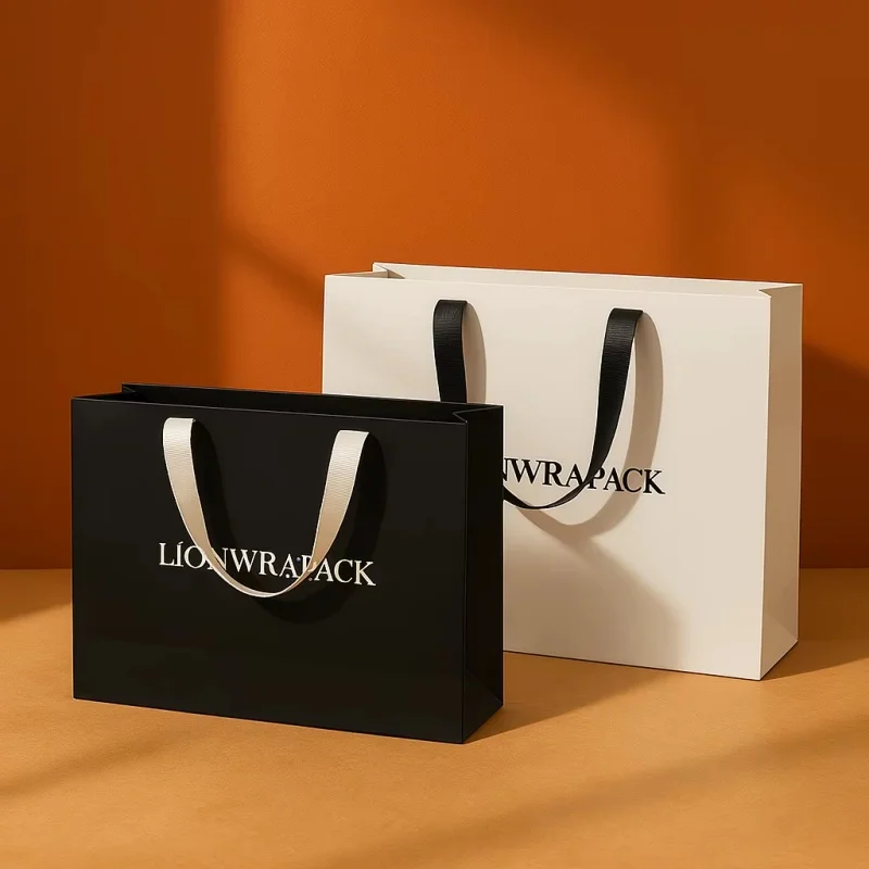 Custom Luxury Paper Gift Bag – Premium Shopping Bag with Handle for Retail, Gift Wrapping, Events, Packaging, Custom Size and Foil Logo Printing Available, Ideal for Boutique & Branding Use