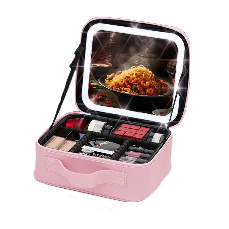 LED Lighted Travel Makeup Bag with Mirror – Portable Cosmetic Storage Case with USB Charging, Jewelry Organizer, Customizable Display Box for Vanity, Travel, and Gifts - 图片 4