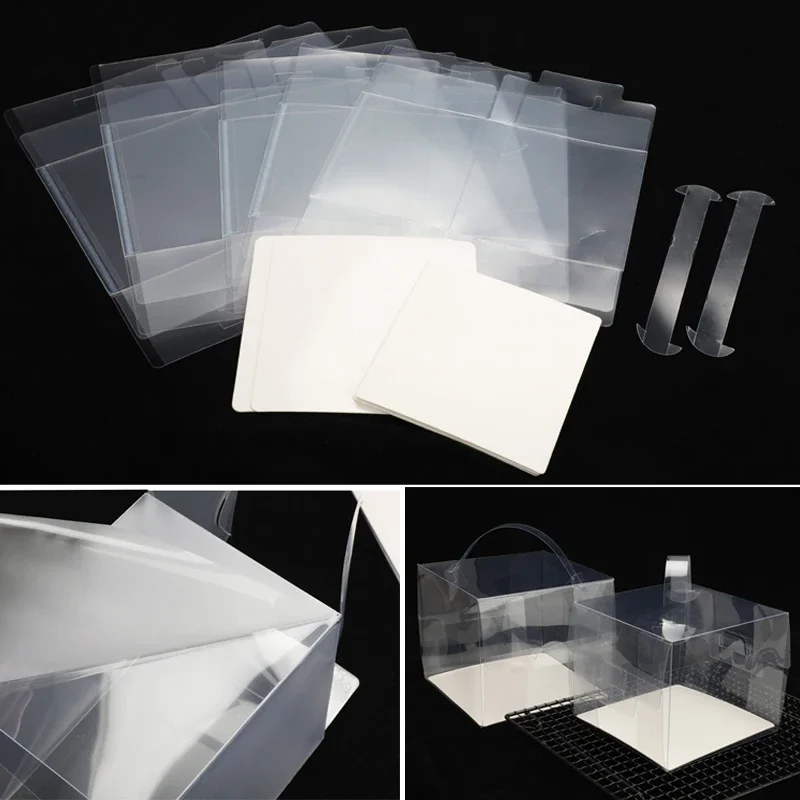 5-Pack Transparent Plastic Cake Boxes with Handles – Clear Disposable Dessert Gift Containers for Cupcakes, Bakery, Birthdays, Weddings, Parties – Food-Grade Portable Packaging with Lids - 图片 6